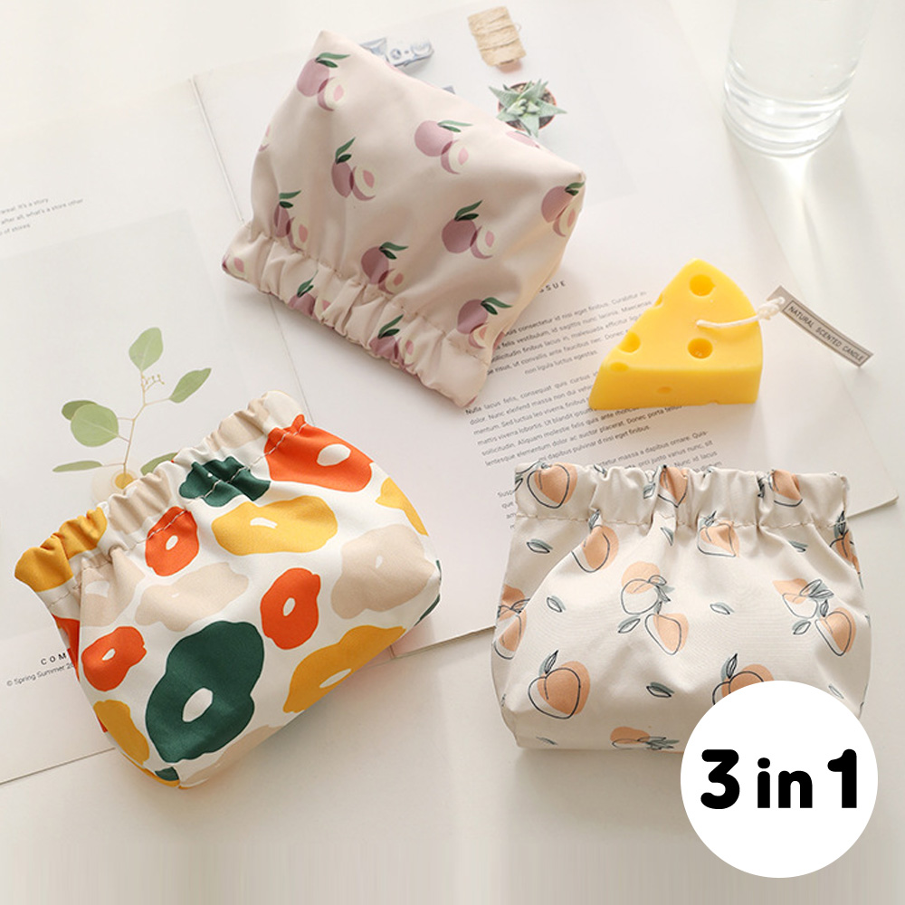 3종 세트 로르빈 똑딱 원터치 립스틱 생리대 미니 파우치 12,900원