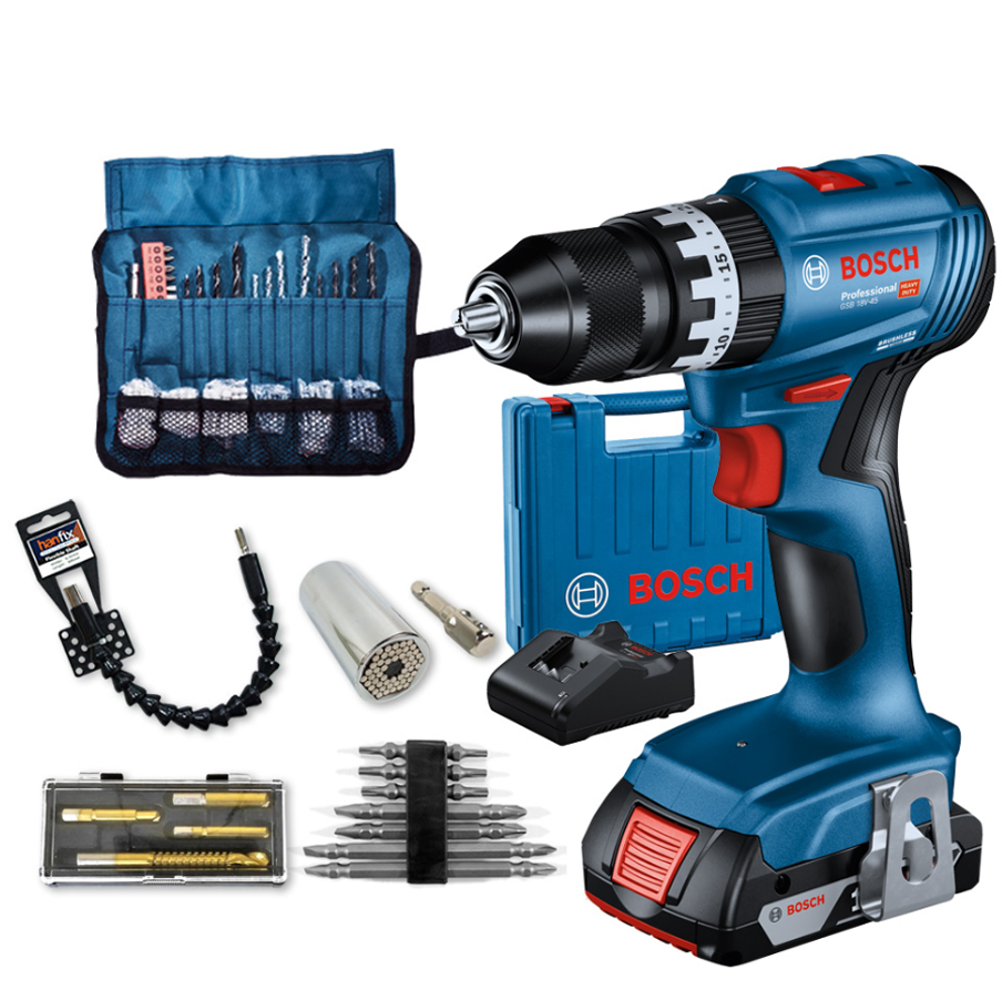 보쉬 18V 충전 임팩 전동드릴 GSB 18V-45 + 배터리 2.0AH 홈키트 284,080원
