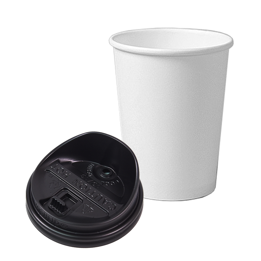 종이컵 뚜껑포함 세트 10온스 종이컵+롱개폐형 검정 리드 / 200개 세트, 현재가 14,800원