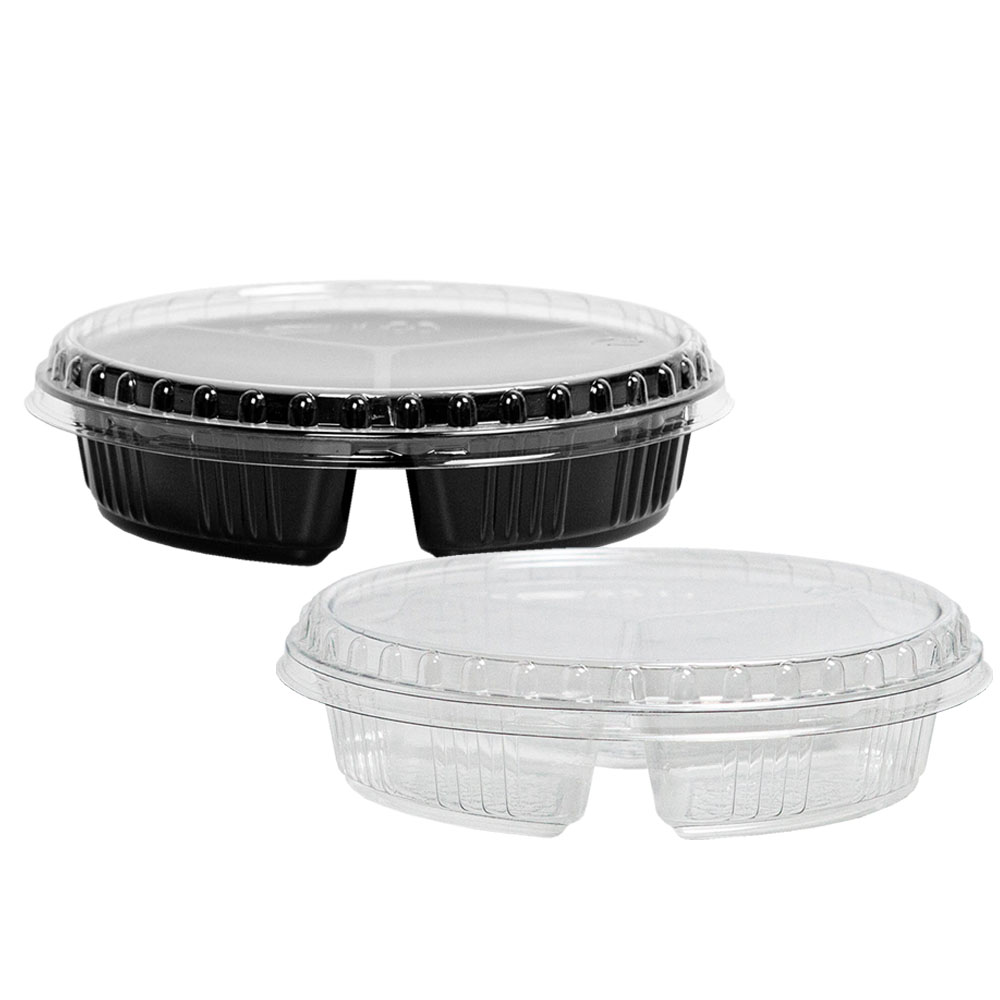 [일용상회]일회용 반찬 샐러드 용기 TY 170파이 3칸 400세트 투명 검정 택1 90,800원
