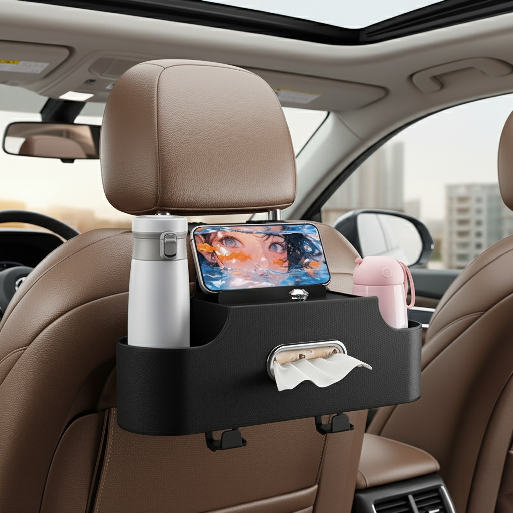 메이크라이프 차량용 컵홀더 뒷좌석 수납함, 블랙 12,000원