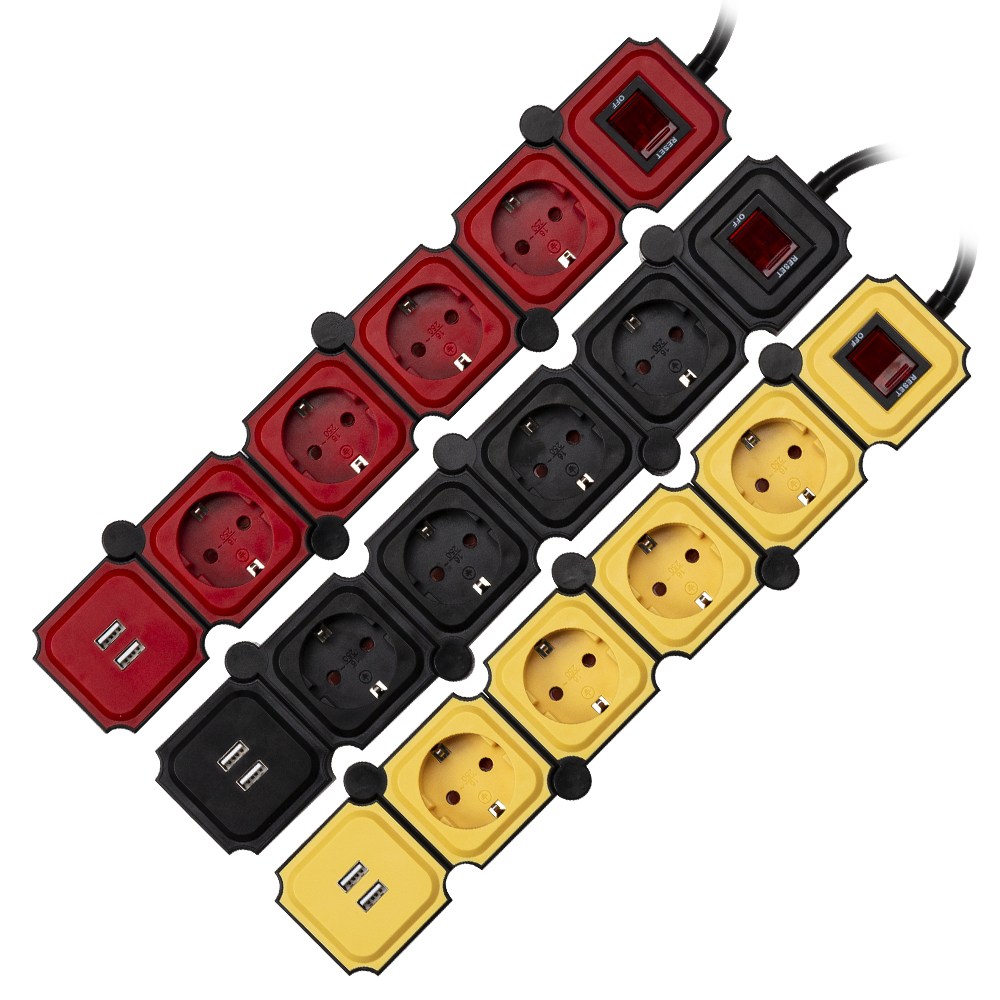 유커먼 요리조리 꺾이는 디자인 고용량 USB 멀티탭 4구, 1개, 블랙+레드, 3m 37,700원