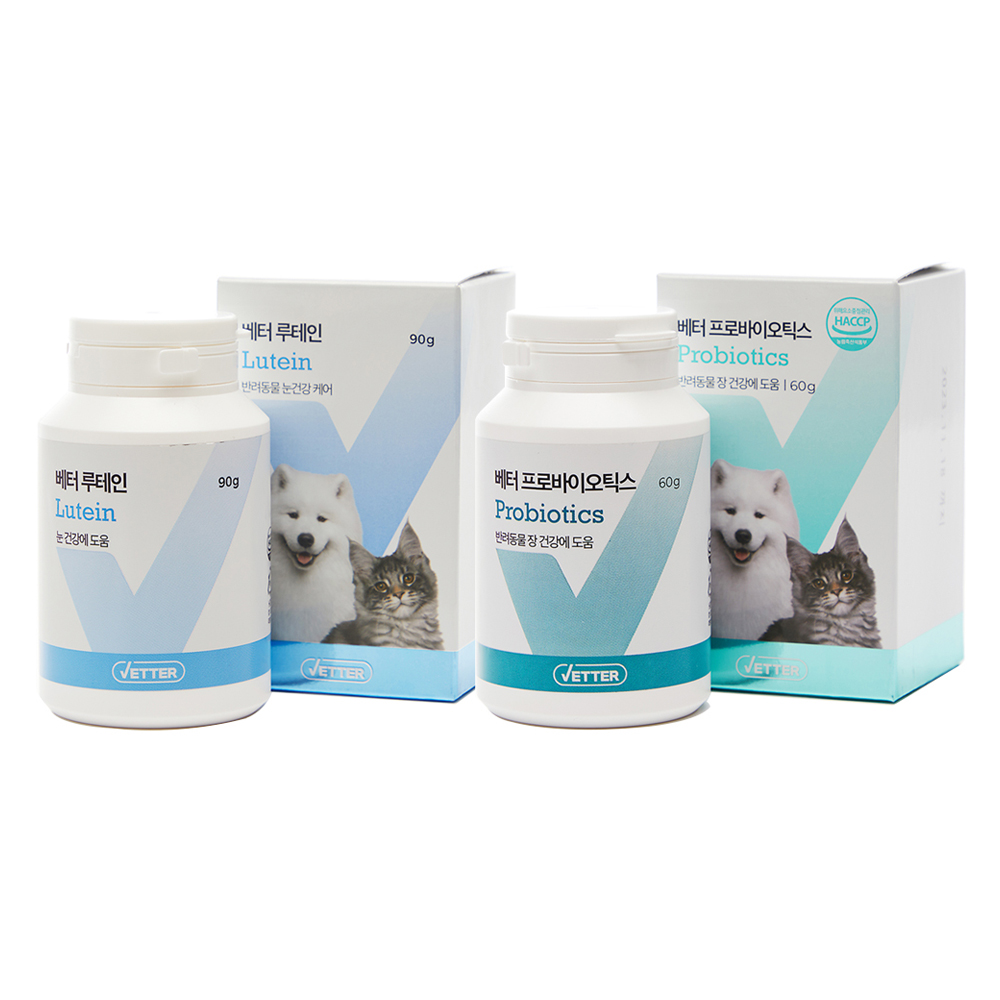 베터 반려동물 파우더 영양제 프로바이오틱스 60g + 루테인 90g, 장건강/유산균, 1세트 46,250원