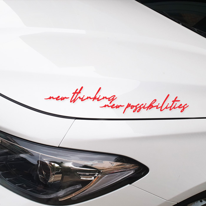 크레코 자동차 슬로건스티커 대사이즈 현대 차량용 레터링스티커 차량 데칼스티커 튜닝스티커, 레드, 1개 11,400원