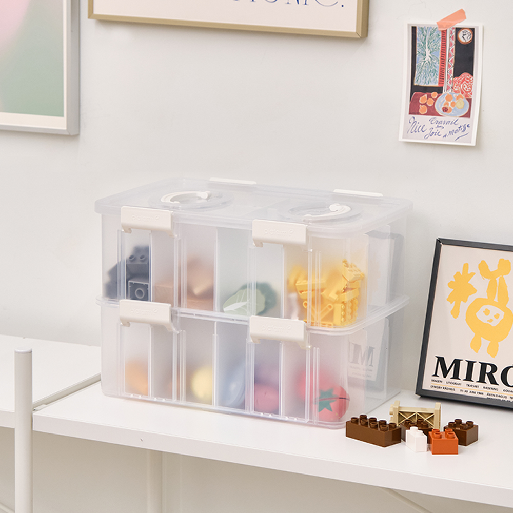 플라팜 유아용 레고 장난감 정리함 4호 2단 + 칸막이 풀세트, 아이보리, 1세트 26,900원