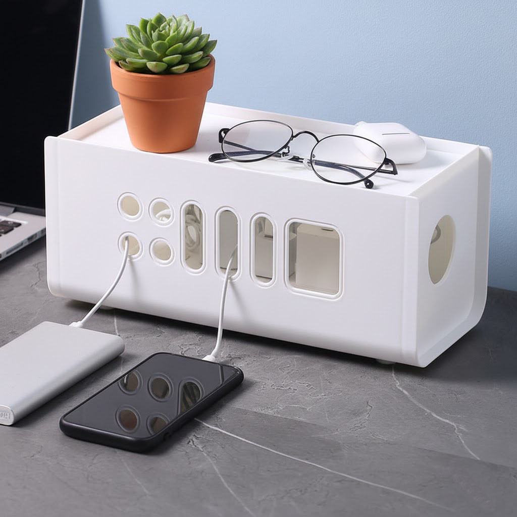 리소움 깔끔한공간 화재예방 멀티탭 정리함, 화이트, 1개, 현재가 14,000원