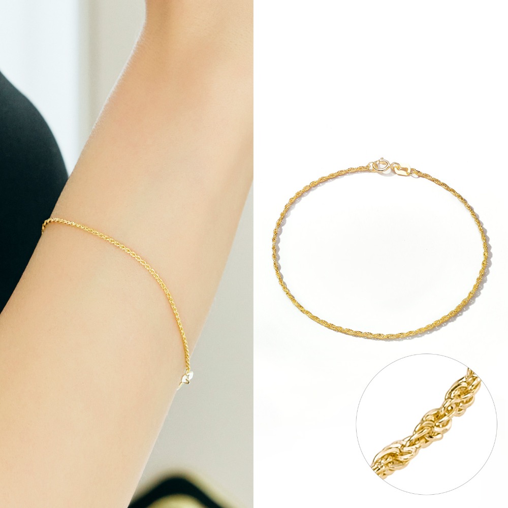 펠리체골드 14K 클래식 로프 체인 팔찌 (+선물포장) 고급 데일리 기념일 로프 한줄 레이어드 여자친구 우정팔찌 선물 138,760원