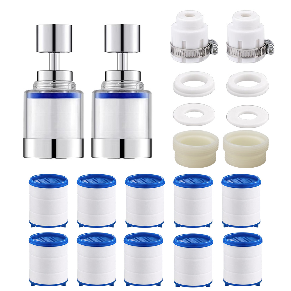 BUZOO 세면대 필터수전 + 360도 회전 수도꼭지 정수필터 코브라형 주방 필터헤드 2개 수도꼭지 필터+필터 리필 10개, 필터헤드, 12개 16,400원