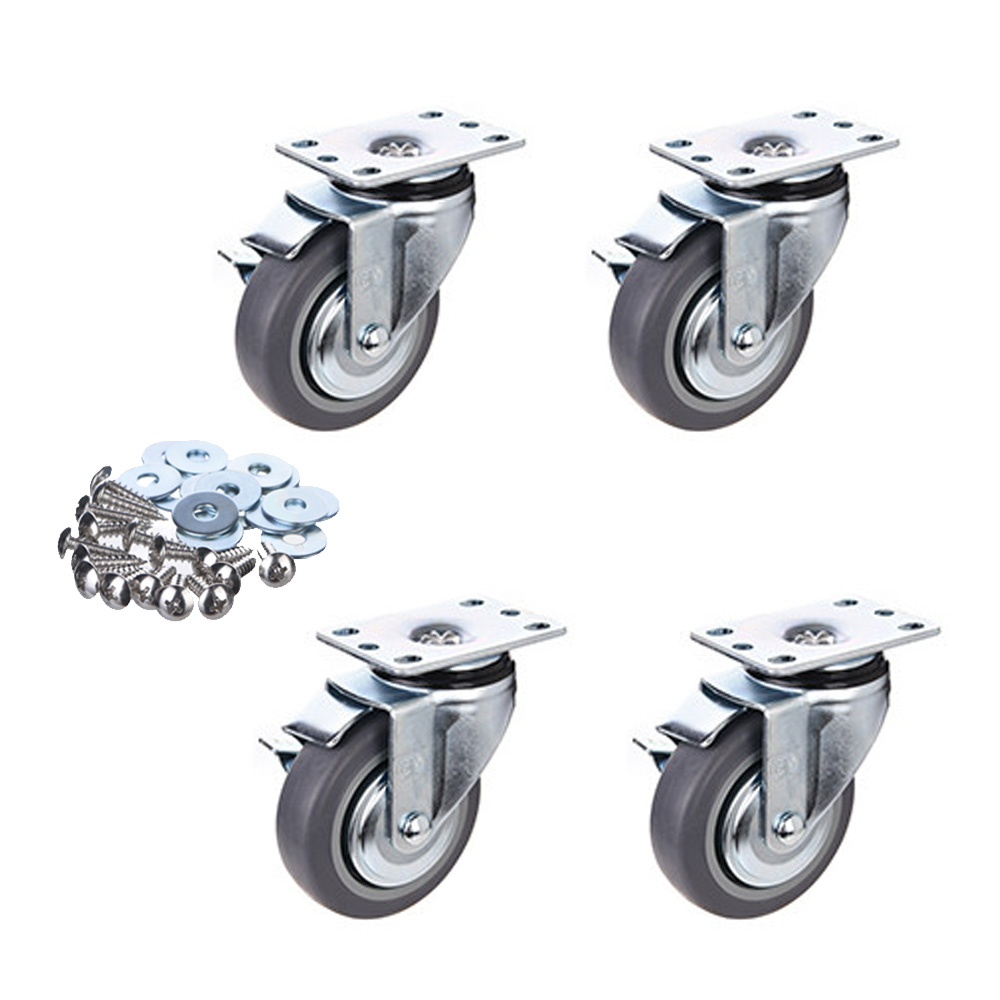 티렉스캐스터 우레탄 저소음 고탄성 스마트 3인치 4인치 5인치 회전 브레이크 캐스터 바퀴 4개+와샤 16개+십자볼트 16개, 4개 25,300원