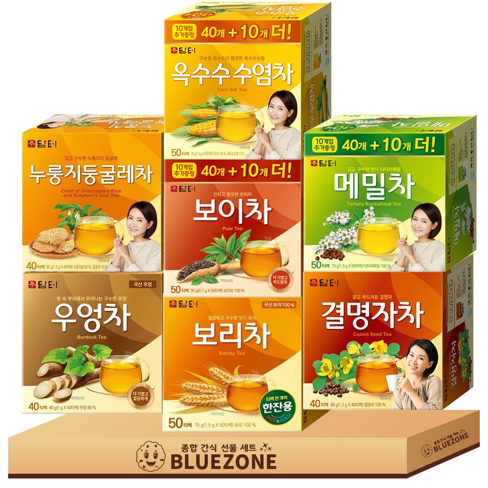 담터 차 세트 누룽지둥글레차40T 옥수수수염차50T 메밀차50T 결명자차40T 보이차50T 우엉차40T 보리차50T, 1개, 40개입, 35g 39,800원
