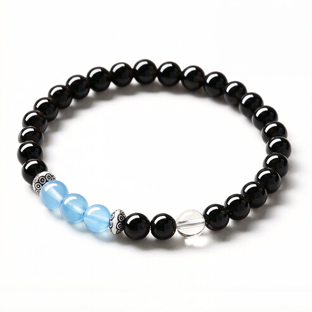 SEWEEK 천연 흑요석 팔찌 염주 패션 팔찌 아람보 화이트 크리스탈 이송 구슬 팔찌 행운의 재화 건강운수 소원성취 8mm 36,980원