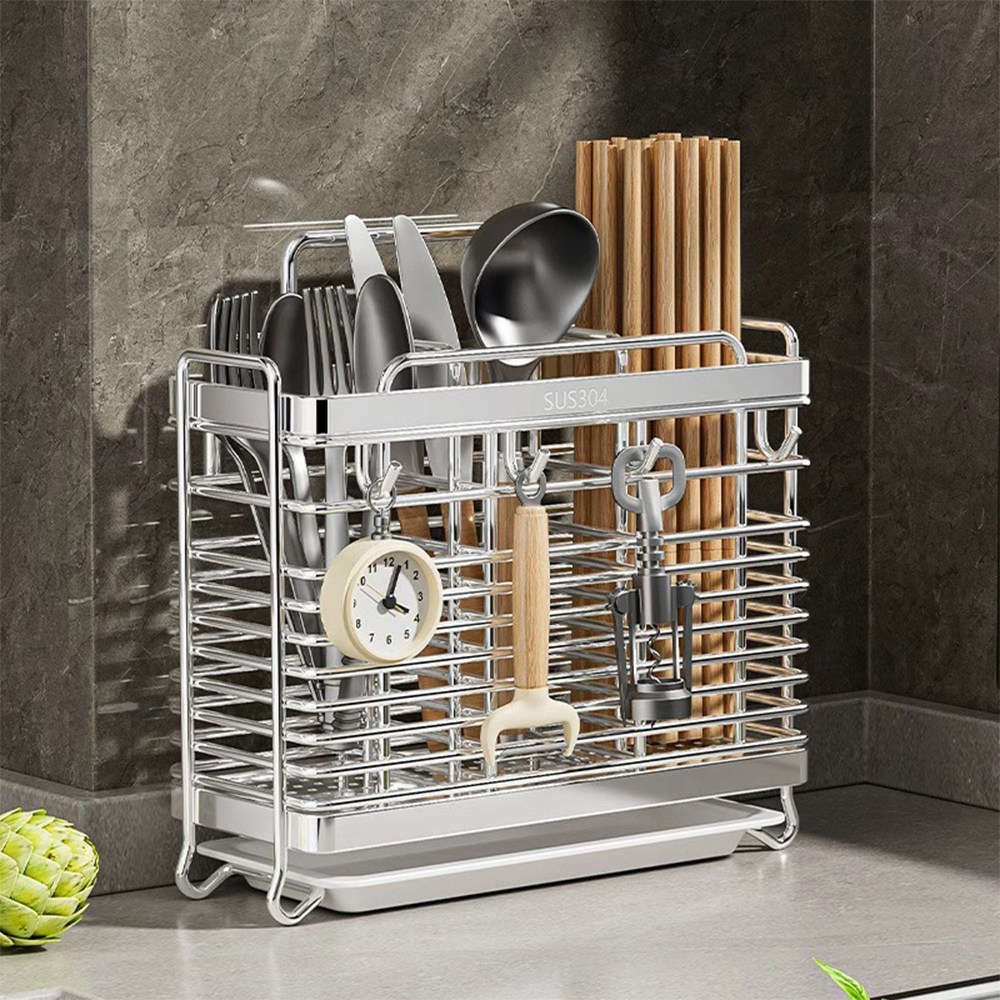 주방 벽부착 자동 물빠짐 304 스테인레스 수저통 3구 10,800원