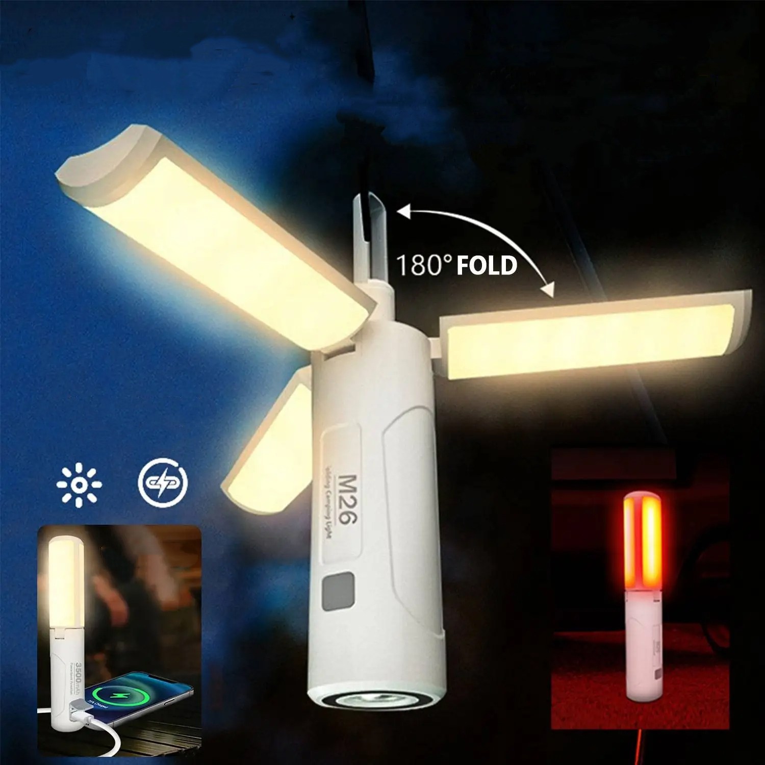 접이식 LED  캠핑 랜턴 충전식 휴대용 후레쉬 손전등 led 감성 조명 12,900원