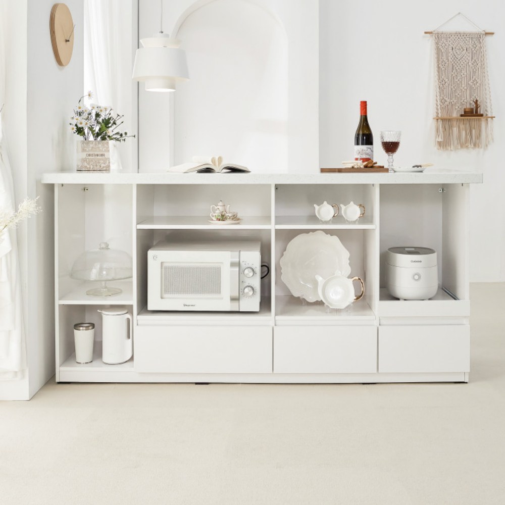 블랑코 1650 서랍형 홈바테이블 아일랜드식탁 (하이그로시/대리석) 379,000원