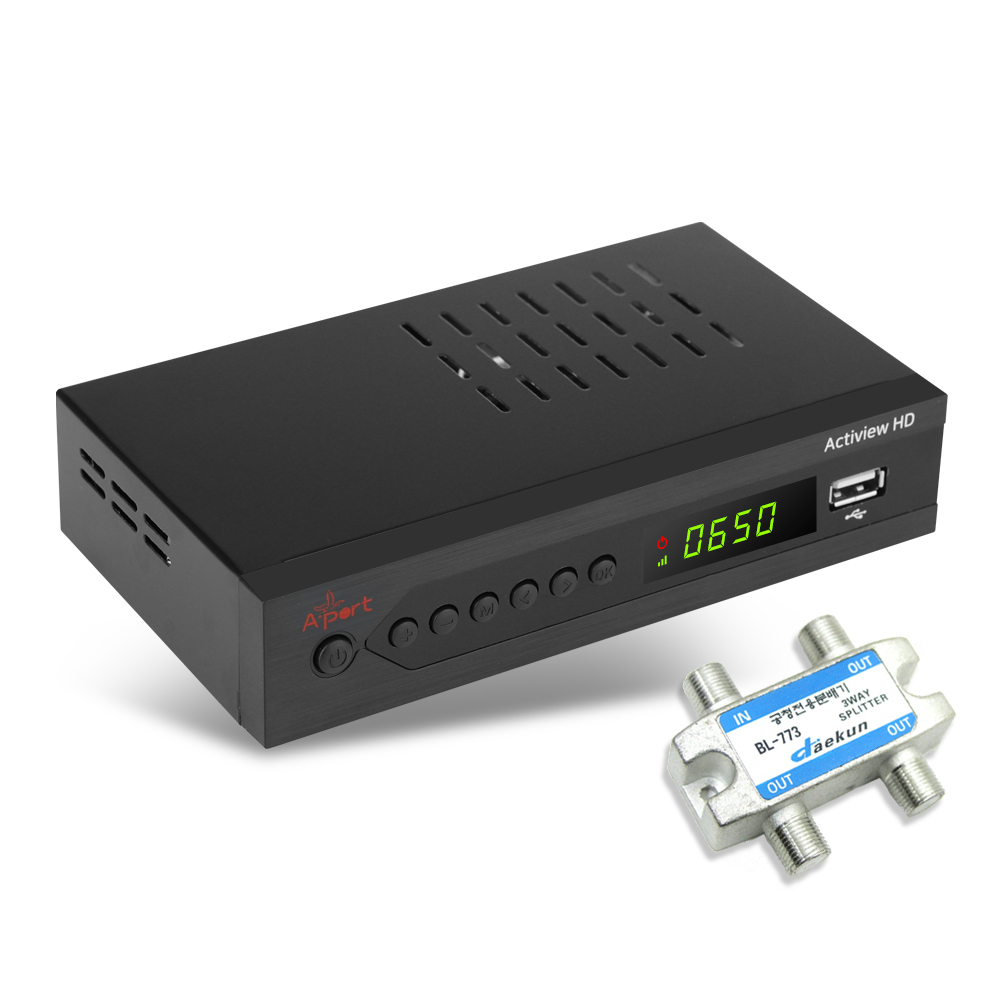Actiview HD UHD 지상파 TV 수신기 FHD 안테나 셋탑박스, 안테나분배기 3:1 포함, 1개 51,500원