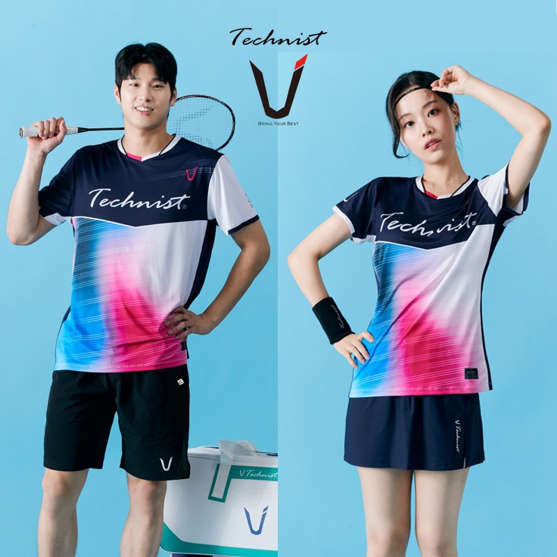 테크니스트 티셔츠 배드민턴 반팔 상의 네이비 블루 핑크 TNT5494 55,000원