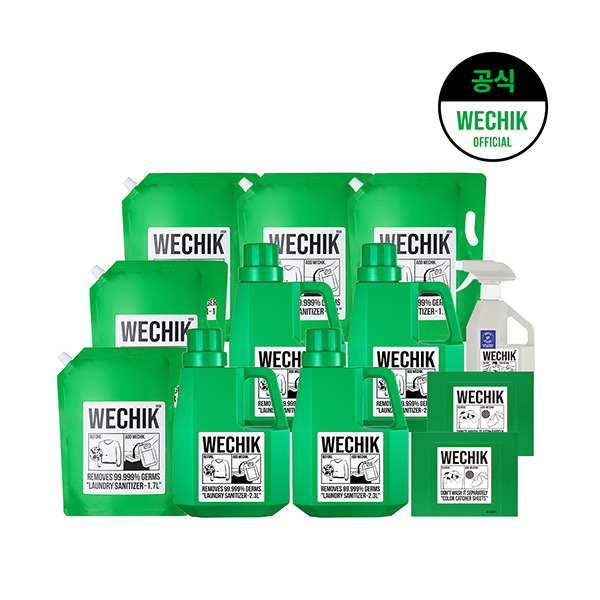 [위칙] [선공개] 소독 섬유유연제 2.3L 4개 + 리필 1.7L 5개 + 섬유탈취제 500ml 1개 + 이염방지시트 30매 2개 94,900원