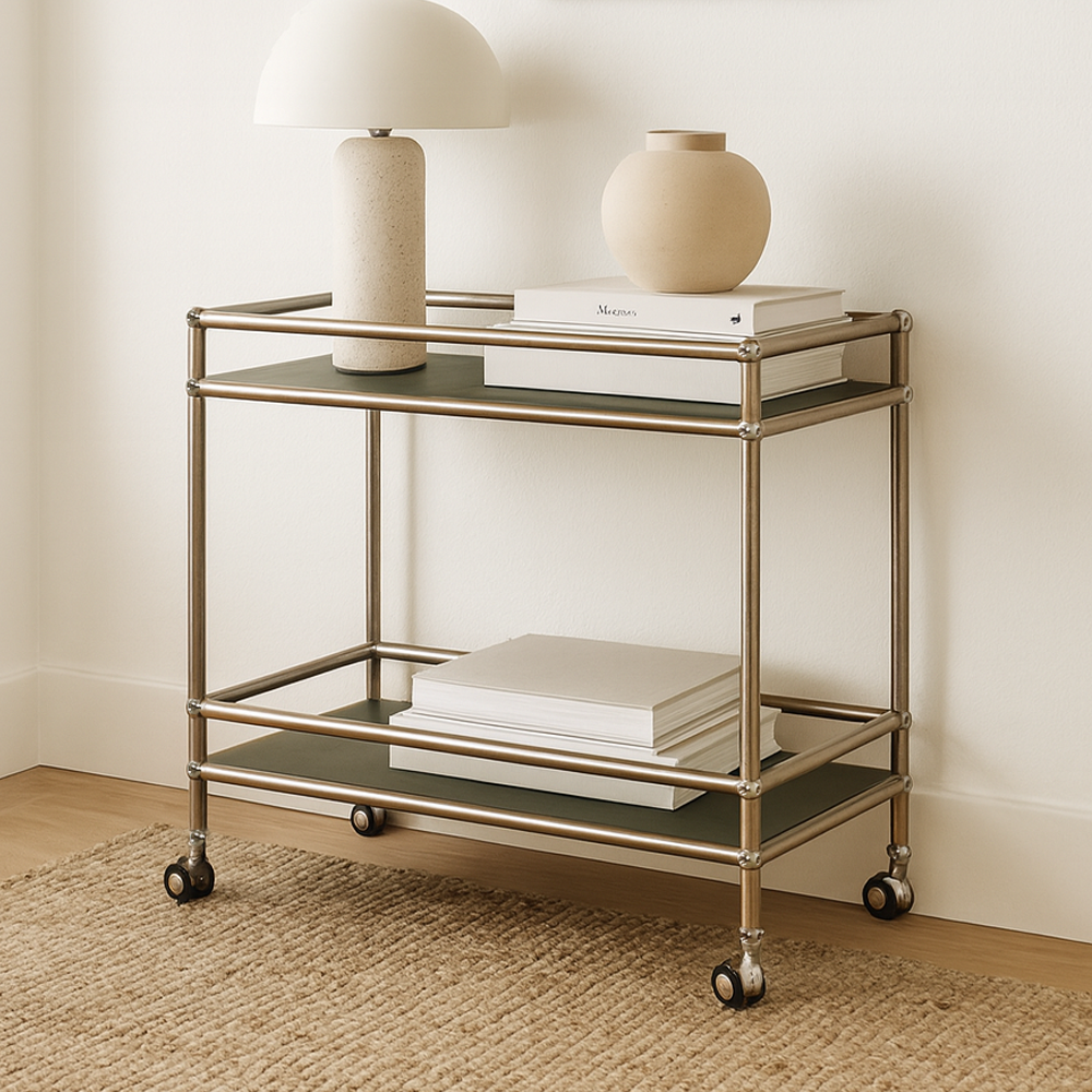 에프룸 미드센츄리 이동식 모듈 트롤리 모듈선반, 올리브 그린, 2단 159,000원