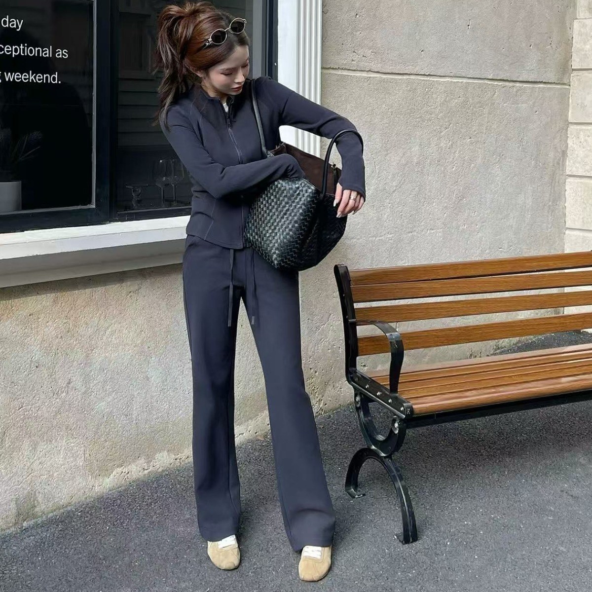 스멜모리 에어웜 기모 스판 밴딩 와이드 팬츠 25,000원