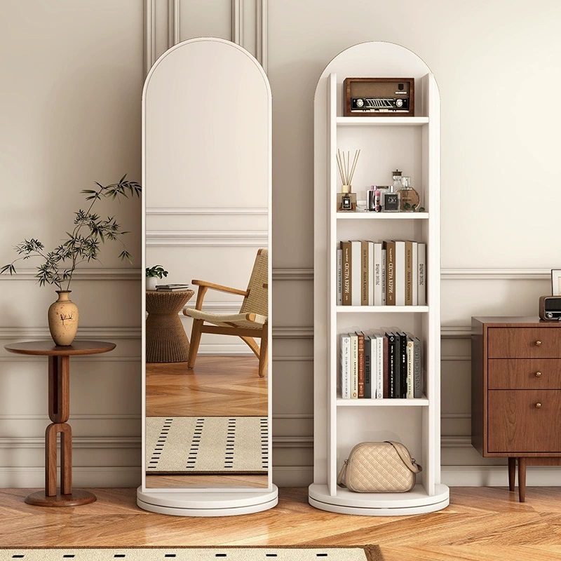 전신거울 360도 회전형 책장수납다용도 선반 화장대, 화이트 97,500원