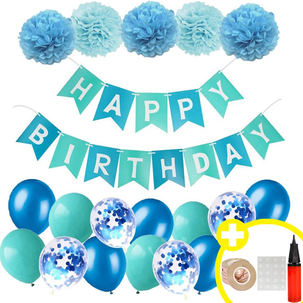 생일파티 용품 풍선 파티용품 생일 가랜드 발표회 인생샷 포토존 연출템 5옵션 생일축하 파티용품 [에브리띵스마일] 1037, 1세트, 블루 14,800원