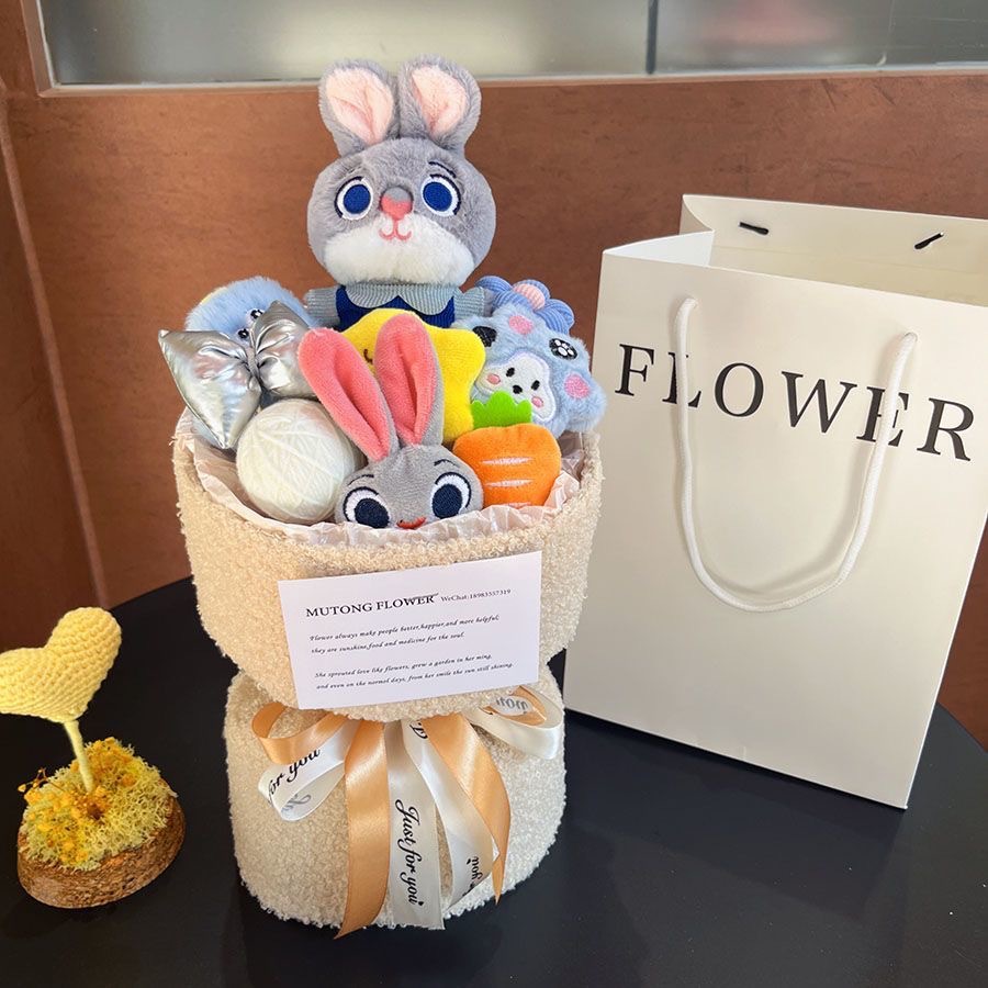 주토피아2 주디 닉 캐릭터 인형 꽃다발 귀여운 장식 완제품 선물, 주디 부케 중형 32,800원