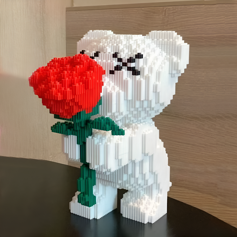 로즈베어 곰돌이 블록 DIY 조립 키트 인테리어 장식 소품 감성 선물 여자친구 남자친구 기념일, 화이트 24,900원