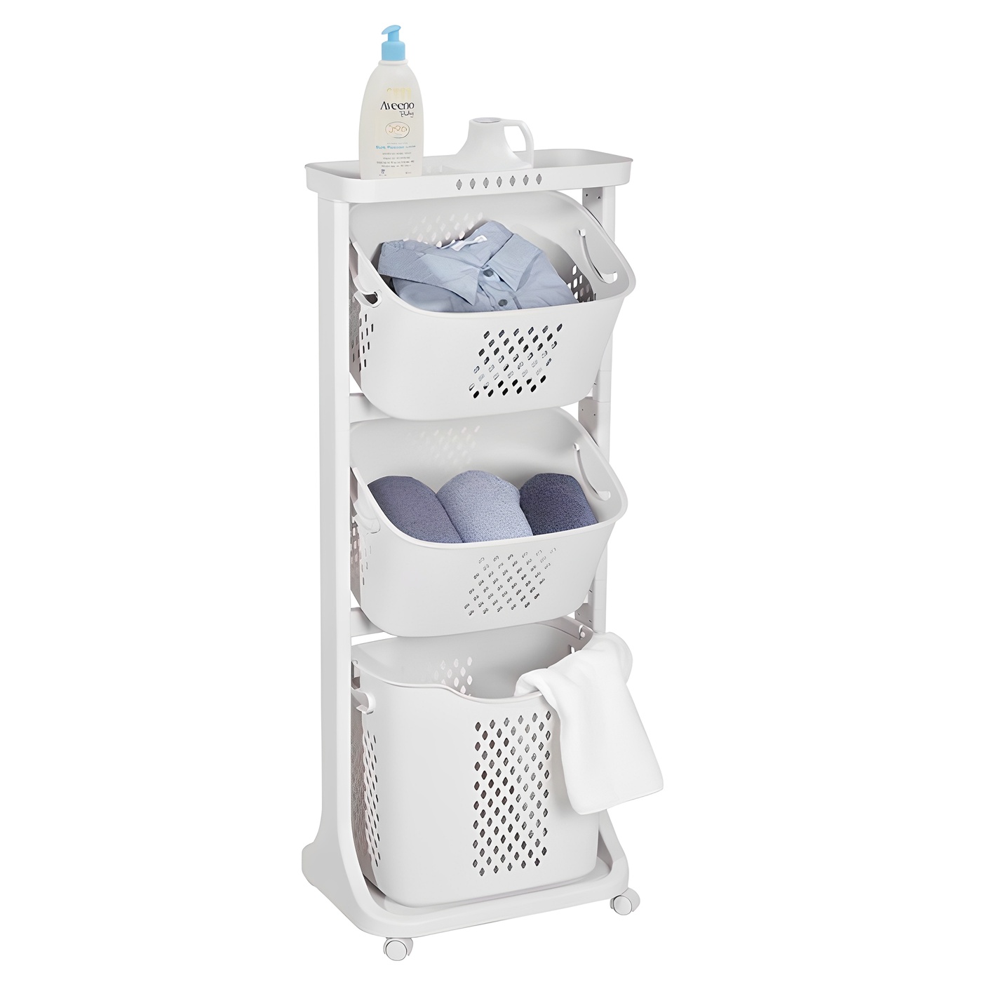 네이쳐리빙 모던 트롤리 스윙 3단 빨래바구니 15,900원