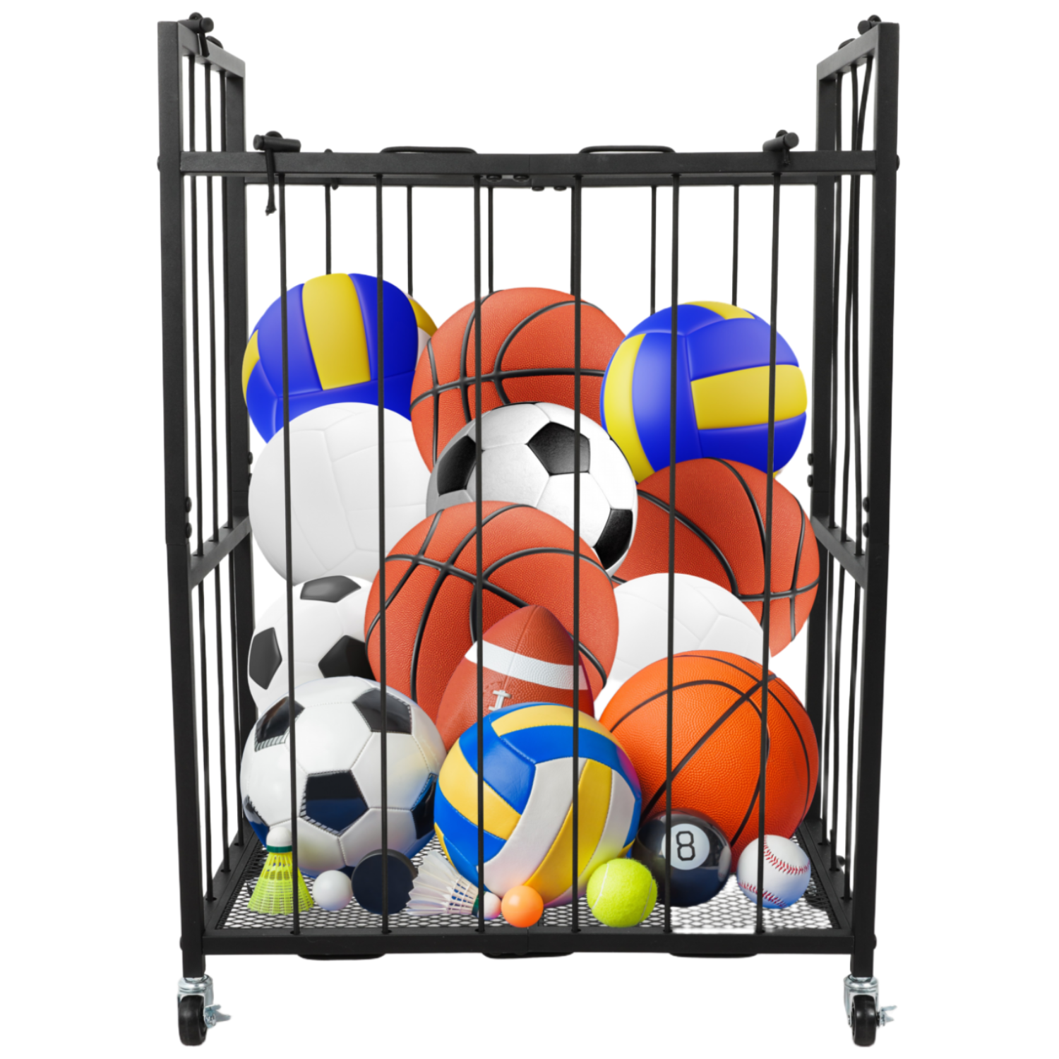 모던마켓 스포츠 장비 오거나이저 공 보관 상자 롤링 스포츠 볼 카트 체육관용 농구 케이지 실내 및 실외 스포츠 장비 이동식 정리함, 블랙 29,900원