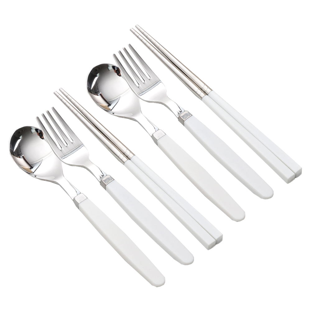 라온누리 픽미 컬러 아동 수저세트 숟가락 2p + 젓가락 2p + 포크 2p, 베이직 화이트(W), 1세트 15,020원