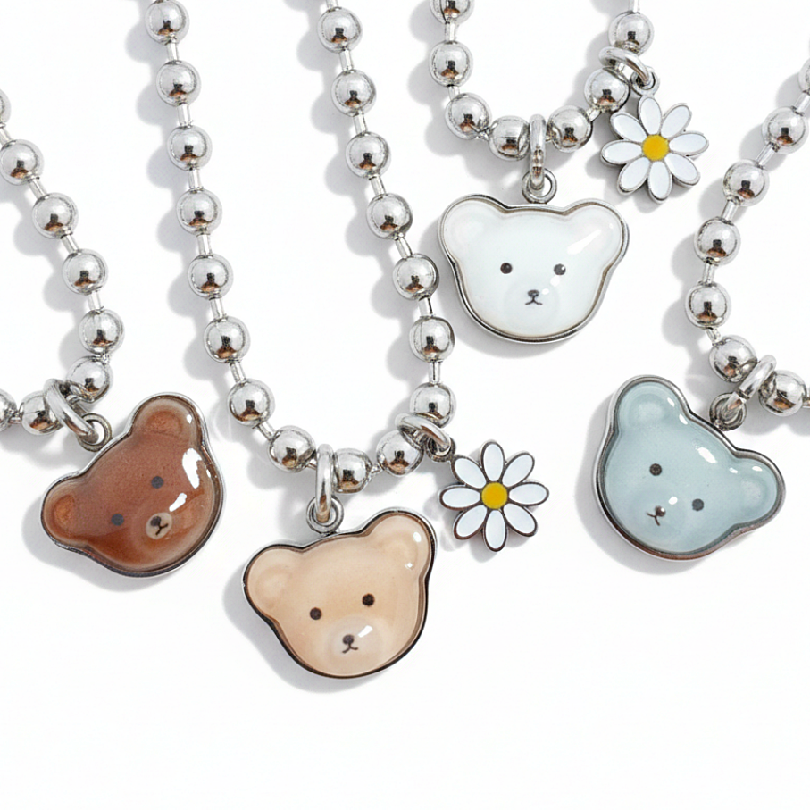 [무료배송][무료각인] 크리스탈 베어 미아방지 목걸이 팔찌 세트 가능 써지컬스틸 15,500원