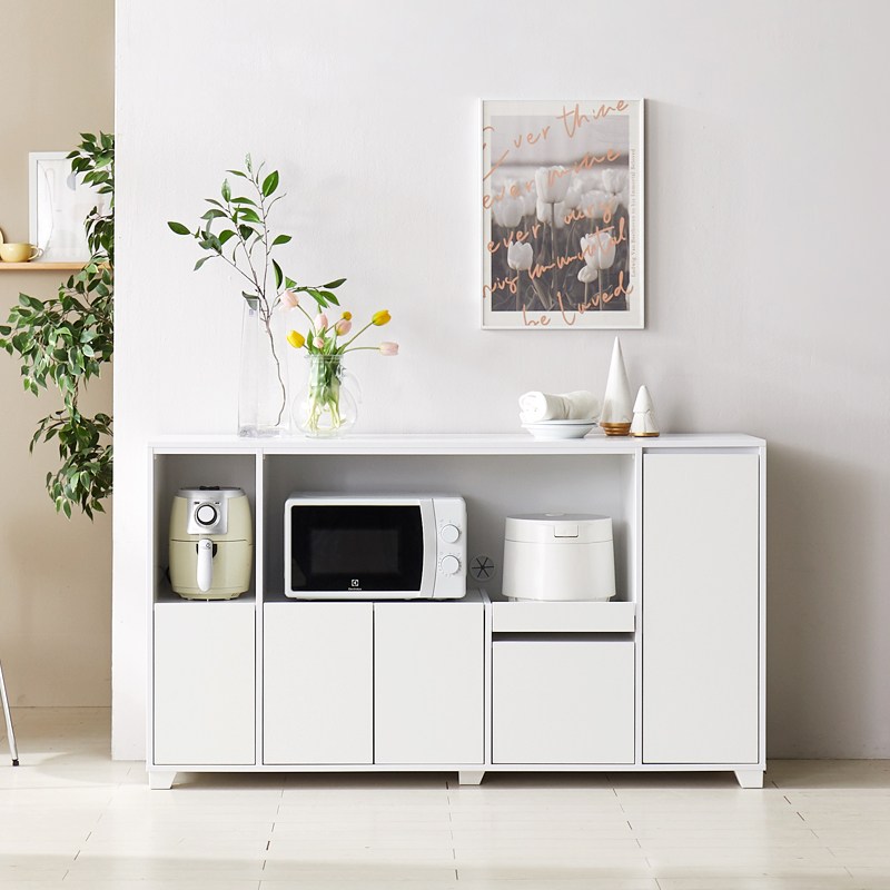 블리스데코 델리아 1500 주방수납장 밥솥다이 렌지대 에어프라이어 전자레인지, 화이트, 2단 169,000원