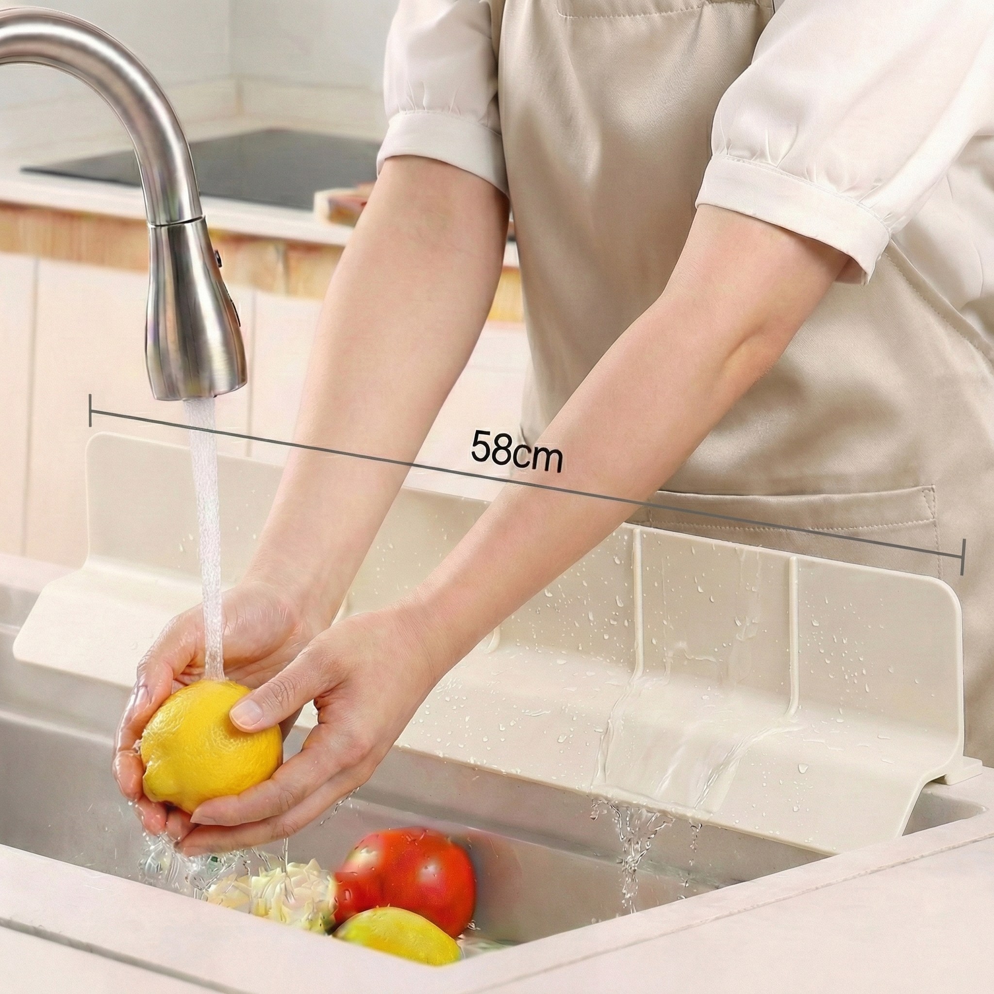 에스위두 물튀김 방지 처마 싱크대 물막이 높이 9cm M, 1개, 크림베이지 14,980원