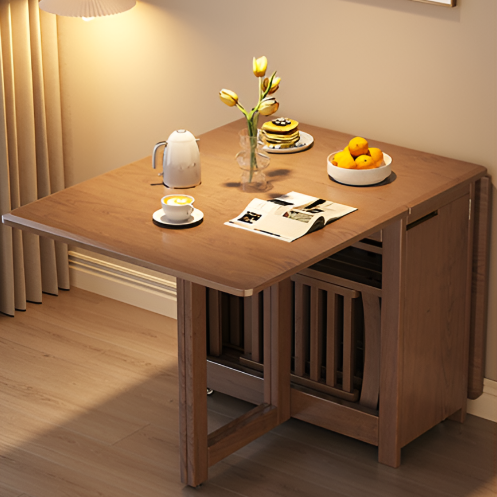 폴라오 확장형 접이식 식탁세트 수납 거실 테이블, 식탁단품, 월넛 120cm 388,000원