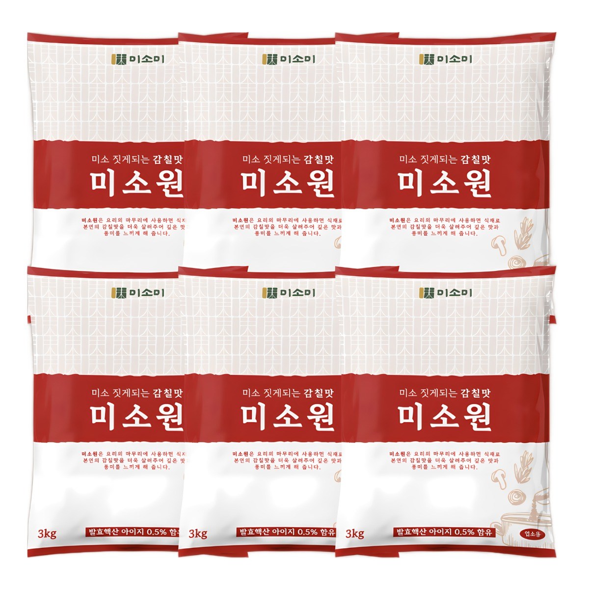 [핵산아이지0.5%함유] 미소미 미소원 미원 미담 조미료 업소용 식당용 18kg, 1박스, 18kg 89,900원