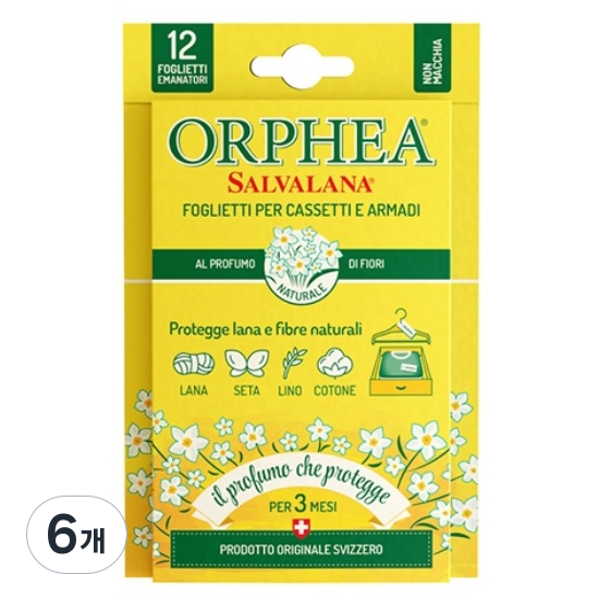 오르페아 스위스 옷장방향제 서랍장 및 옷걸이용 (피오리향) 12매입 113,100원