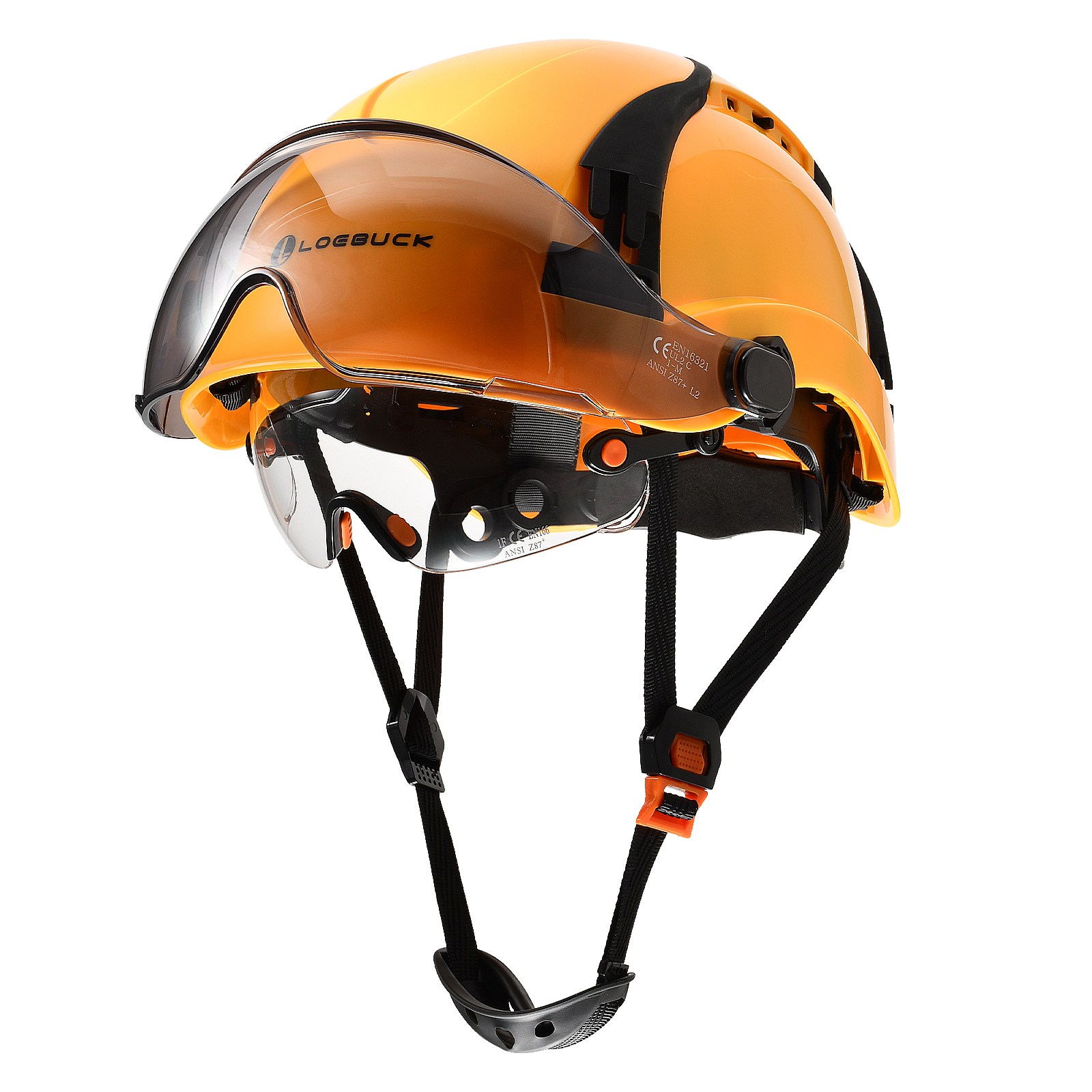 LOEBUCK 고급 신상품 2중 렌즈 내장형 미국식 안전모 / 통풍형 충격흡수 작업용 헬멧, 1개, 옐로우 47,000원