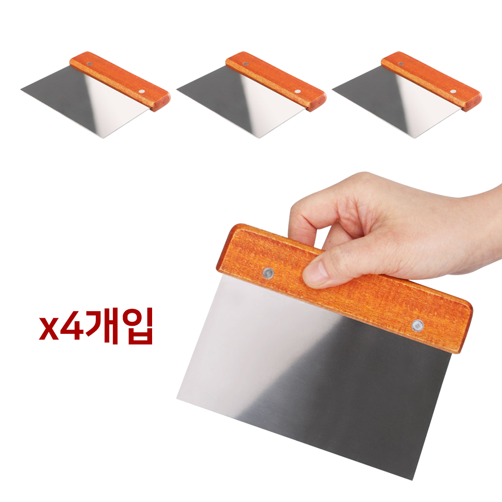 철판요리 뒤집개 스텐 우드 사각 스끼바 4개입 세트 파전 대형 계란말이 뒤집기 스크래퍼, 4개, 단일 9,800원