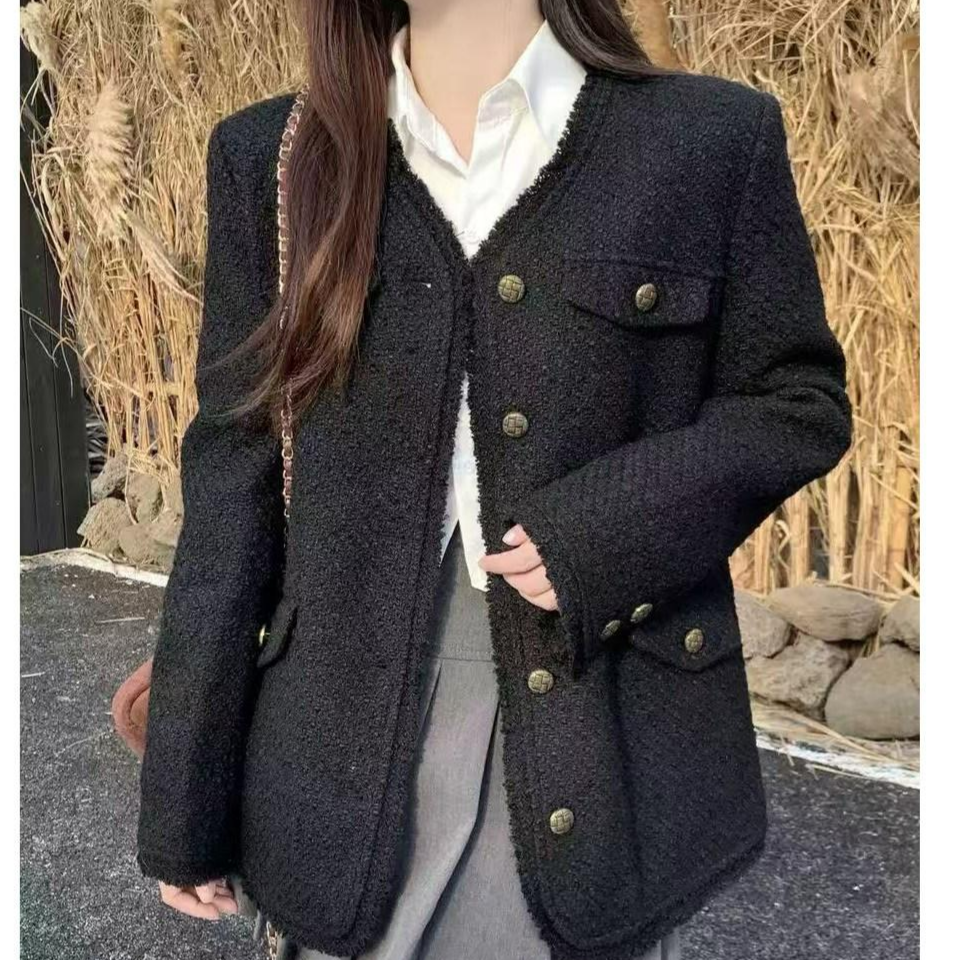 마스우노 여성 트위드자켓 숏코트 하객룩 오피스룩 세련된 아우터 봄가을 노카라 숏 크롭자켓 24,900원