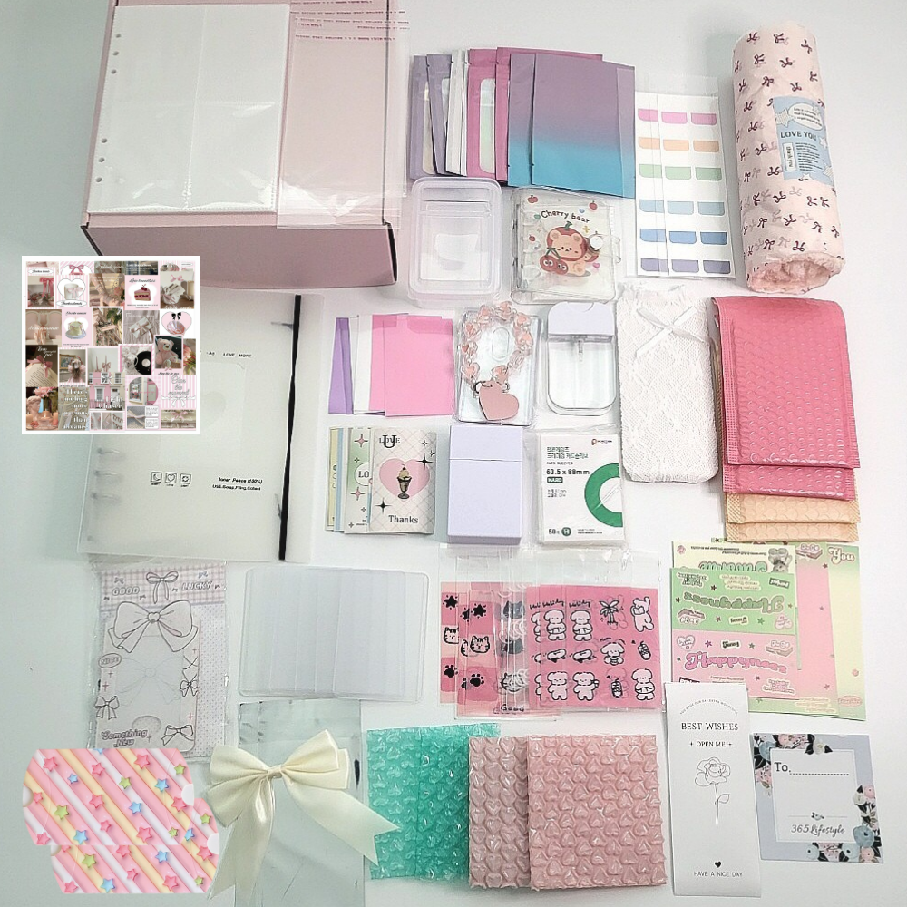 365Lifestyle 포카 꾸미기 포장 세트 포장용품 수납 패키지 6공 바인더 속지 탑로더 포카 통 케이스 헤더택 대지 모음, (옵션2)프리미엄포카세트, 1세트 37,000원