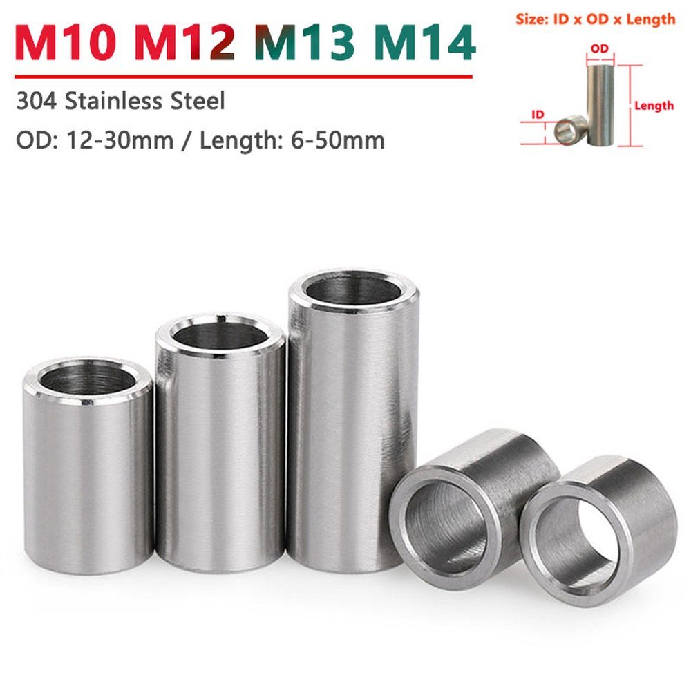 304 스테인리스 스틸 부싱 와셔 개스킷, 나사산 없는 원형 중공 스탠드오프 스페이서 슬리브, OD 12-30mm, M10, M12, M13, M14 9,700원
