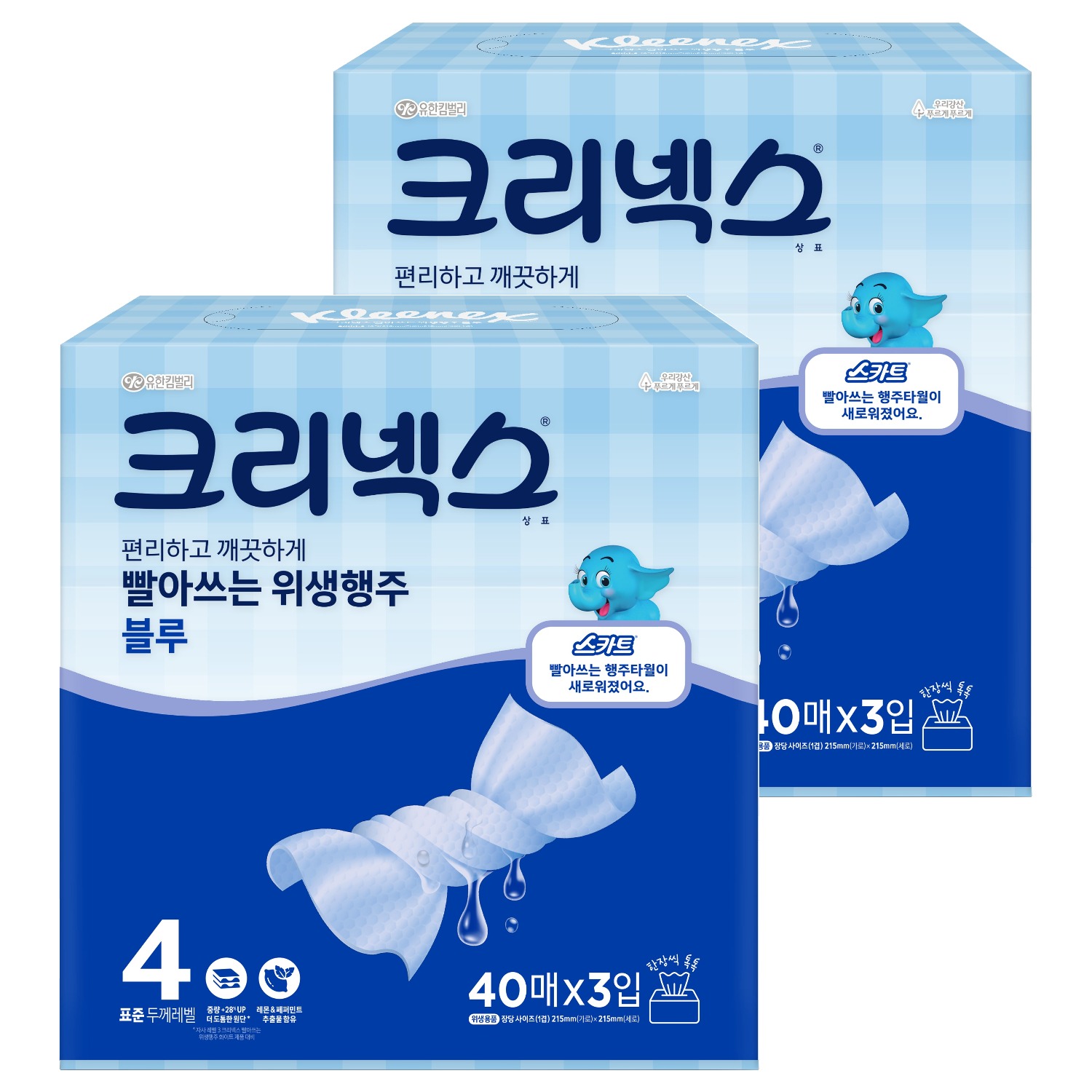 크리넥스 빨아쓰는 위생행주 블루, 40매, 6개 18,800원