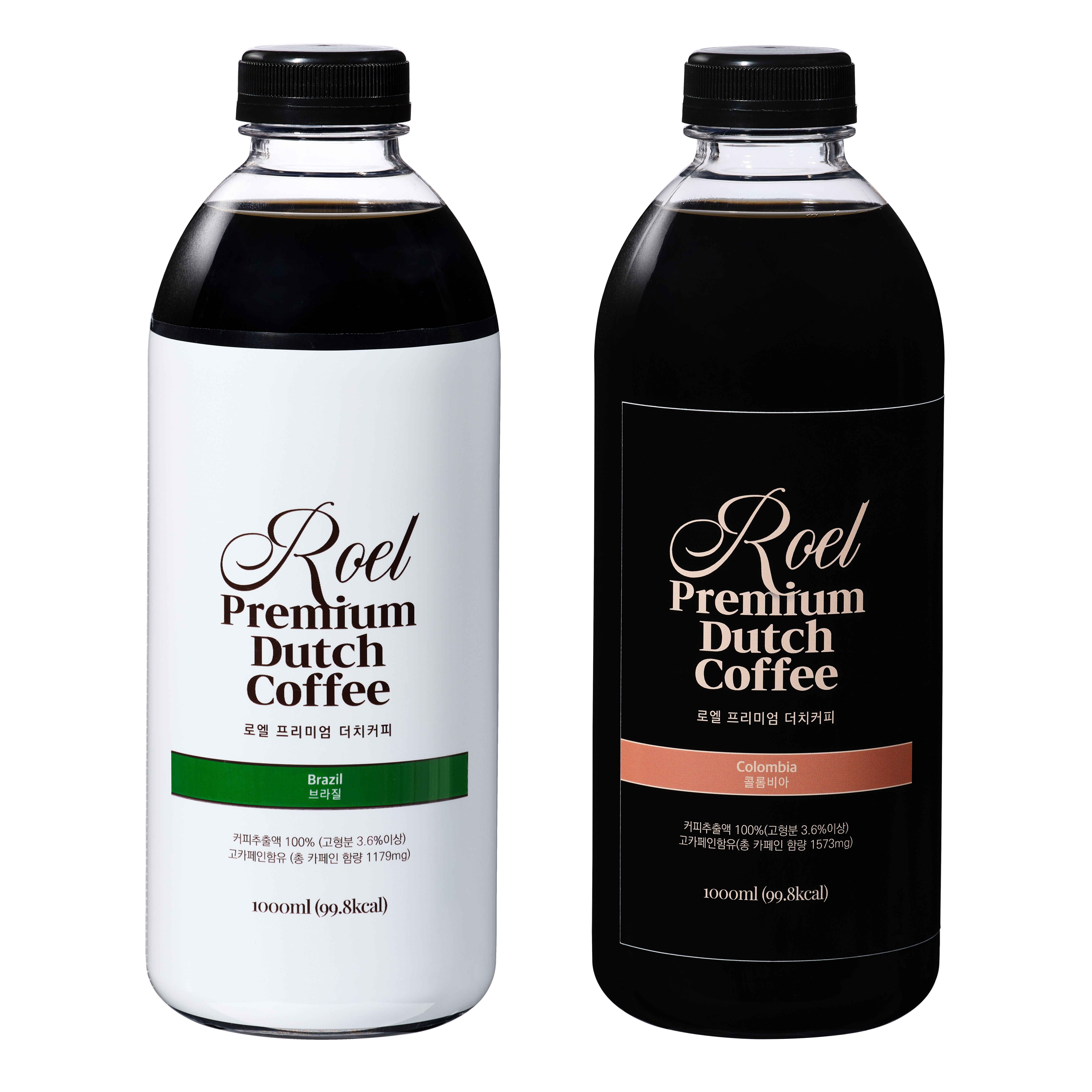 로엘 더치커피 콜드브루 원액 2종 세트, 브라질 1L + 콜롬비아 1L, 1세트 24,800원