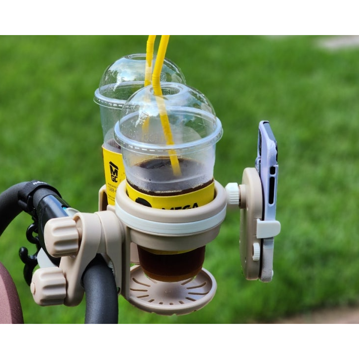 아가츄 3 in 1 유모차컵홀더 이중락 더블락 컵홀더 2구 스마트폰 바라보기 거치대 유모차 개모차 멀티 호환, 1개, 더블락 베이지 1+1 25,900원