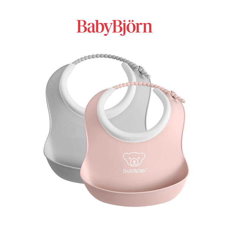 [공식] 베이비뵨 스몰 베이비 빕 이유식 턱받이 세트, 파우더 그레이-핑크, 2개입, 1개 24,000원