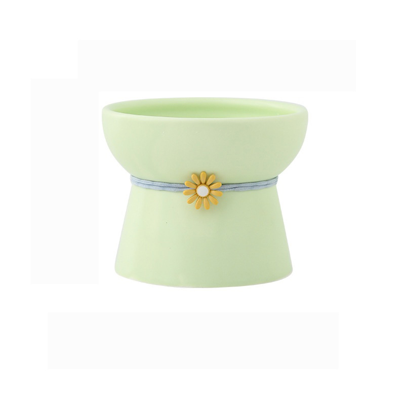 달달멍멍 반려동물 고양이 강아지 밥그릇 물그릇 세라믹 높은 식기 목보호, 04_연두, 1개 5,900원