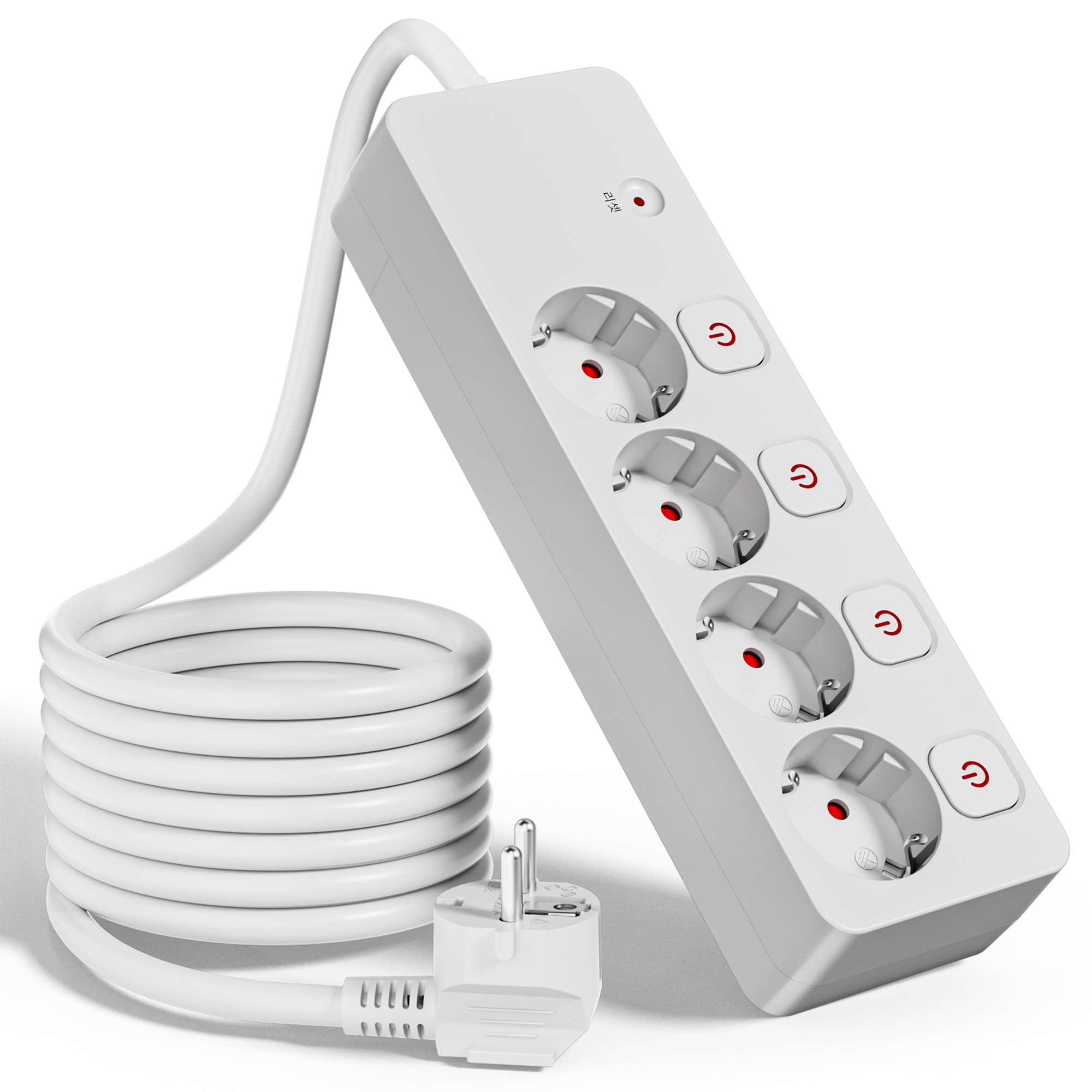 sinwark 멀티탭 콘센트 고용량 4구 개별스위치 과부하 차단 16A 250V 4000W, 1개, 흰색, 3m 27,000원