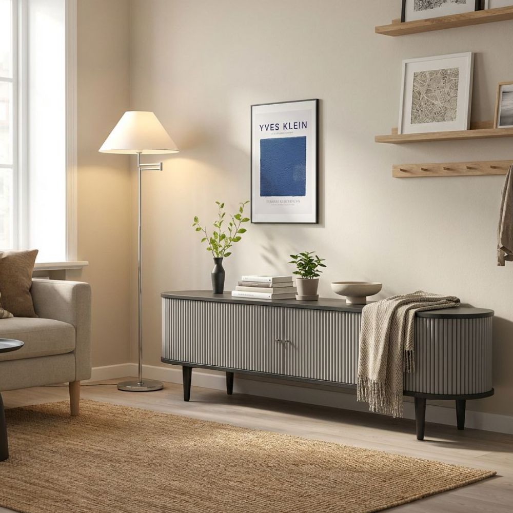 템바보드 슬라이딩 거실장 장식장 티비다이 TV다이, 거실장_다크그레이 399,000원