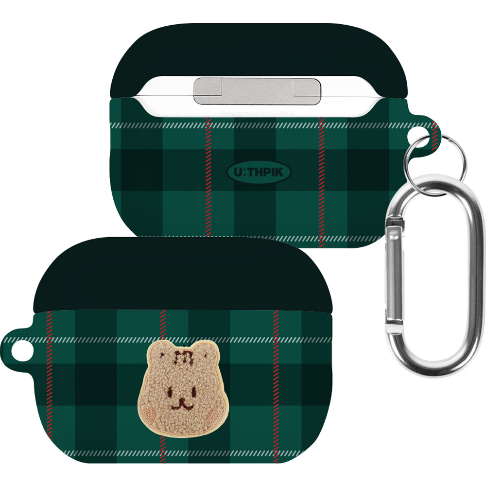 유스픽 디자인 하드케이스 + 카라비너포함, 에어팟 프로 2, 뽀글프렌즈 타탄체크 31 뽀글다람, 1개 11,550원