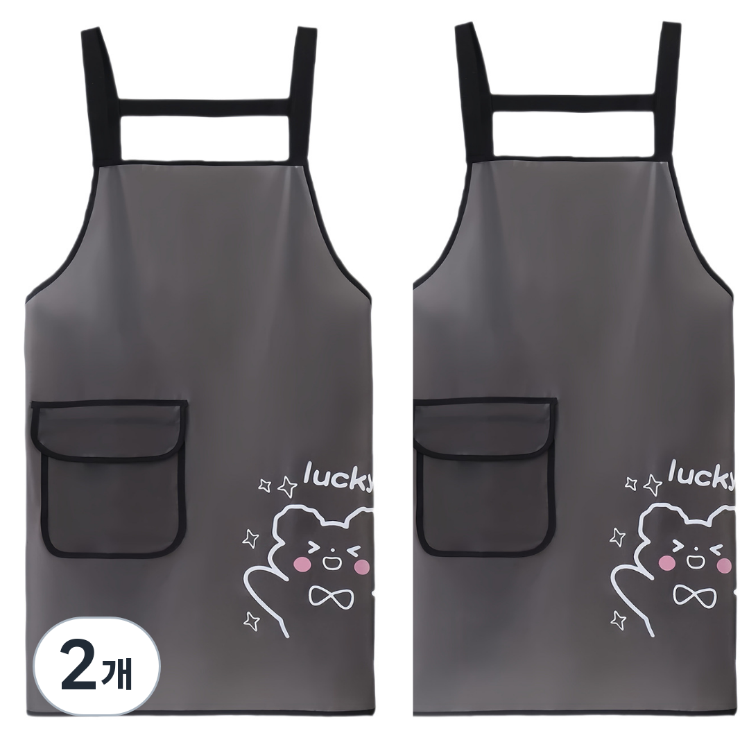 벨루업 1+1 귀여운럭키 방수 앞치마 주방 욕실 미술 다용도, 2개, 블랙+블랙 22,200원